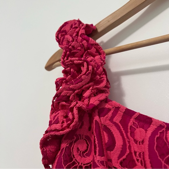 Lilly Pulitzer Mara Hot Pink About Face Two Tone Scallop Lace Ruffle Dress sz 4 - Picture 5 of 16